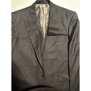 Arrons Fine Custom Clothing Men's Black Pinstripe Suit Vest Blazer 2 Piece Set